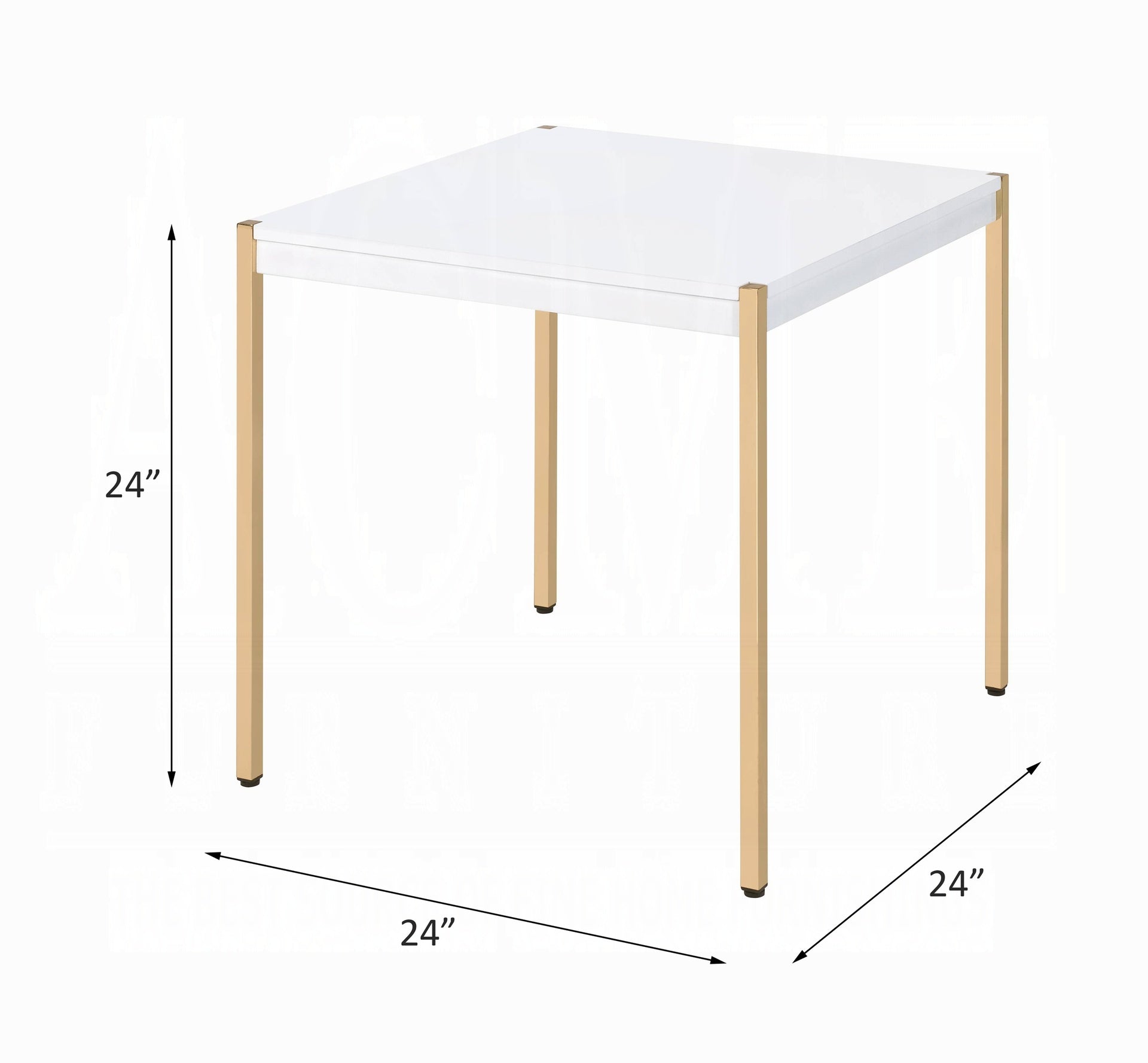 Modern Contemporary Living Room End Table 1pc White and Gold Finish Glam Home Furniture