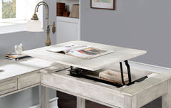 Transitional Computer Desk Antique White, USB Port Lift Top Design And Dovetail Drawer
