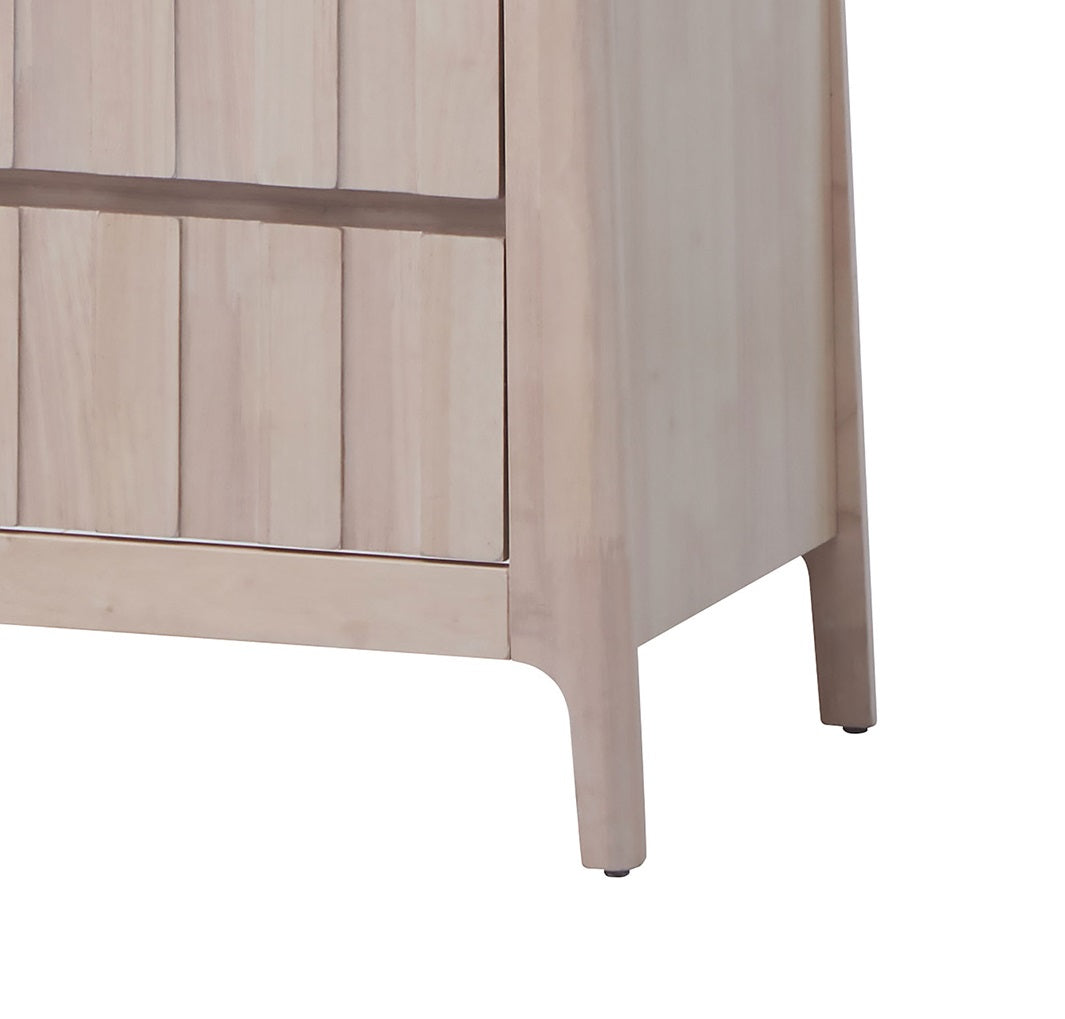 Mid-Century Modern 1pc Chest Hidden Handles Splayed Bracket Feet Vertical Receding White Wash Finish Bedroom Furniture