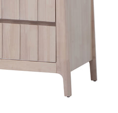 Mid-Century Modern 1pc Chest Hidden Handles Splayed Bracket Feet Vertical Receding White Wash Finish Bedroom Furniture