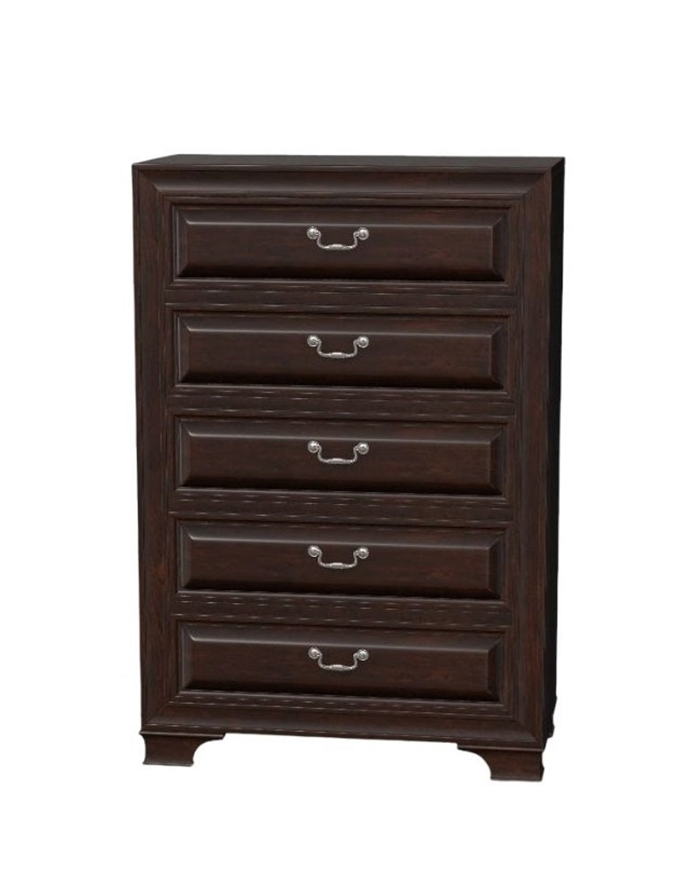 Transitional Style 1pc Chest English Dovetail Drawers Wooden Inlay Design Cherry Finish