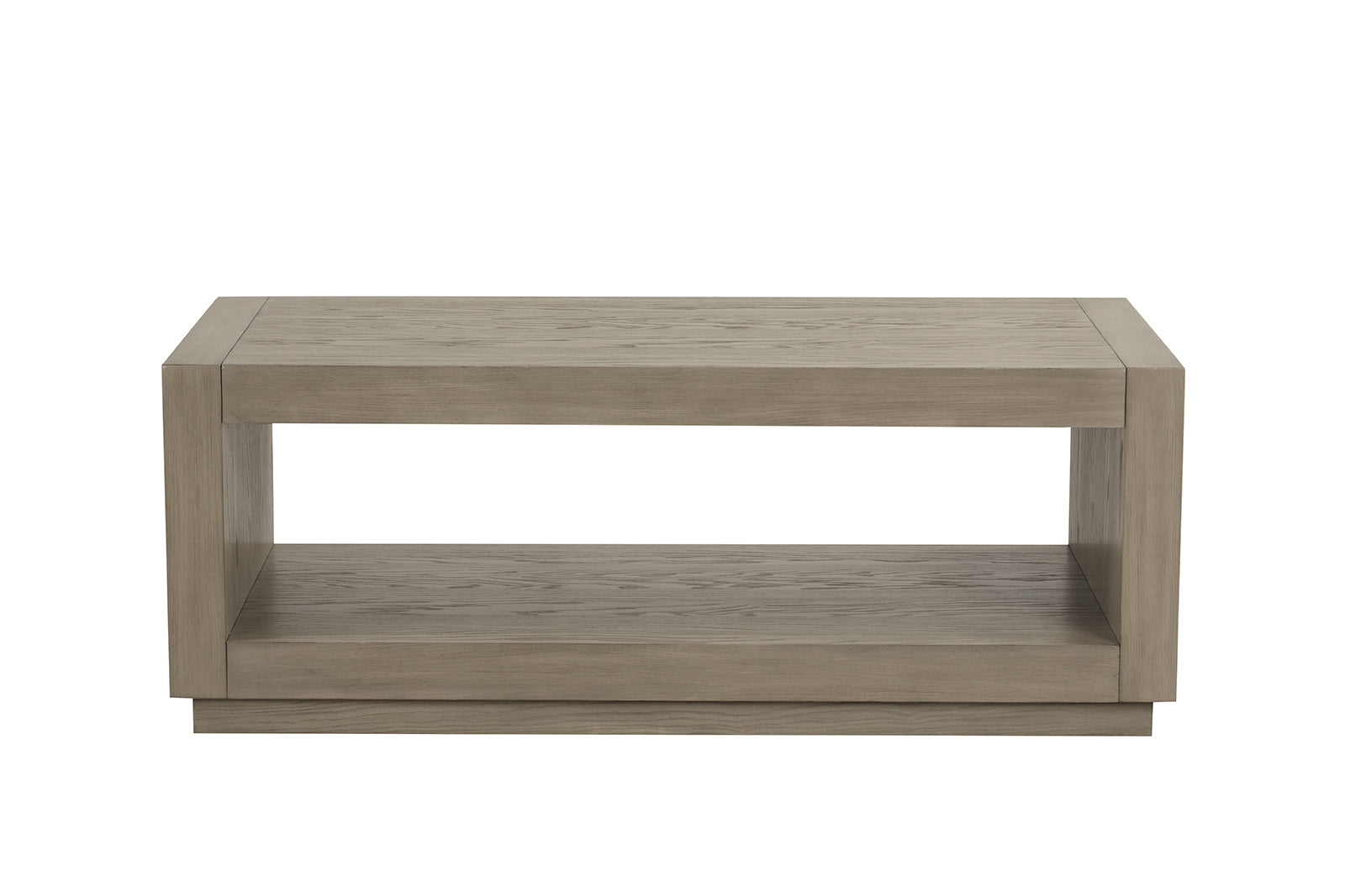 Rectangle coffee Table Plinth Base Open Bottom shelf Natural Finish Primary Living Room
