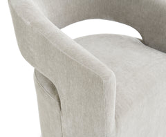Contemporary Style 1pc Arm Chair With Caster Barrel Back Design Neutral Textured Fabric Taupe Finish Primary Living Room