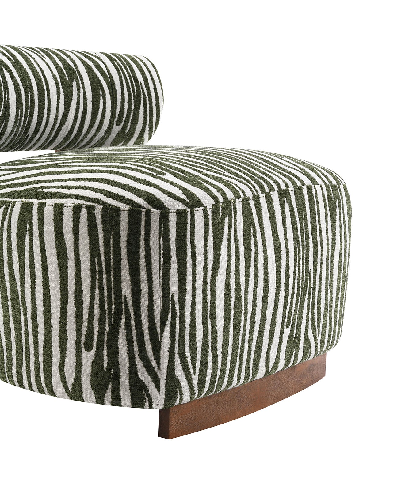 Green Finish 1pc Accent Chair Cylindrical Backrest High Density Foam Zebra Strip Fabric Primary Living Room