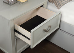 Transitional Gray 1pc Nightstand Dovetail Drawers Solid wood Bedside Table Chrome Hanging Pulls