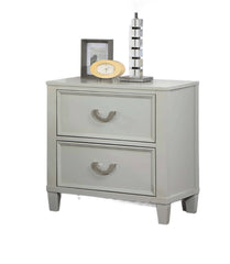 Transitional Gray 1pc Nightstand Dovetail Drawers Solid wood Bedside Table Chrome Hanging Pulls
