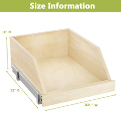 Pull Out Cabinet Organizer High Drawer 16½" W x 21" D Hard Close Wood Slide Out Shelves Cabinet Storage and Organizer with Full Extension Rail Slides Pull Out Drawer for Kitchens Cabinet Pantry