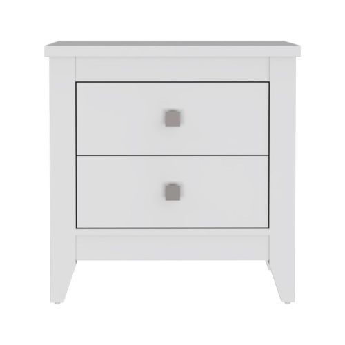 Nightstand 24"H, Two Drawers, Four Legs, Superior Top, White