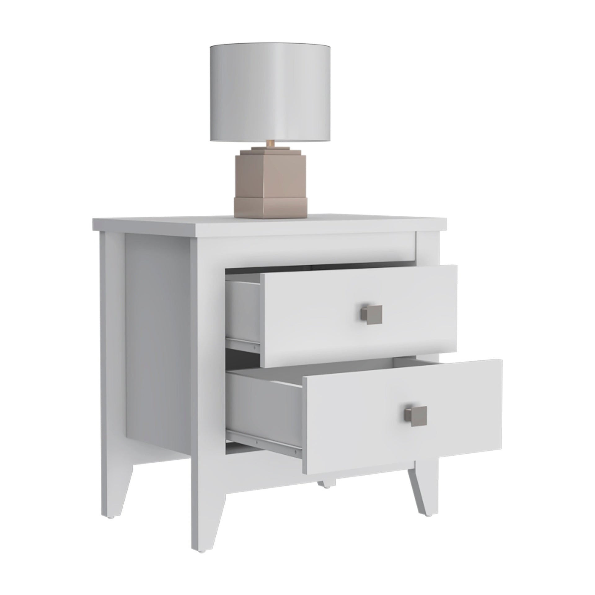 Nightstand 24"H, Two Drawers, Four Legs, Superior Top, White