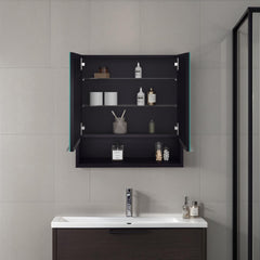 Medicine Cabinet, One Open Shelf, Three Interior Shelves, Black