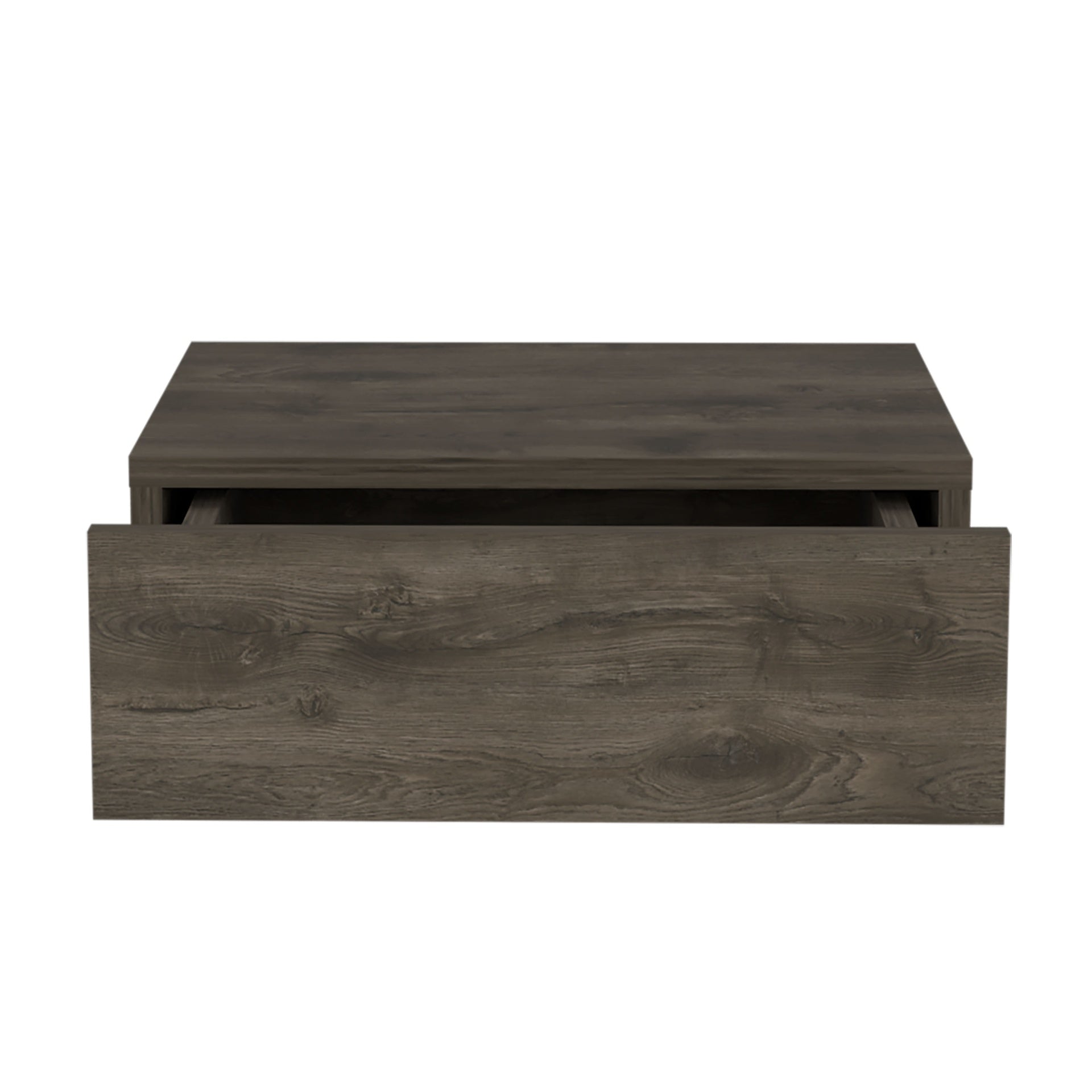 Floating Nightstand 5"H, Modern Wall-Mounted Bedside Shelf with Drawer, Dark Brown