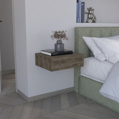 Floating Nightstand 5"H, Modern Wall-Mounted Bedside Shelf with Drawer, Dark Brown