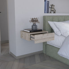 Floating Nightstand 5"H, Modern Wall-Mounted Bedside Shelf with Drawer, Light Gray
