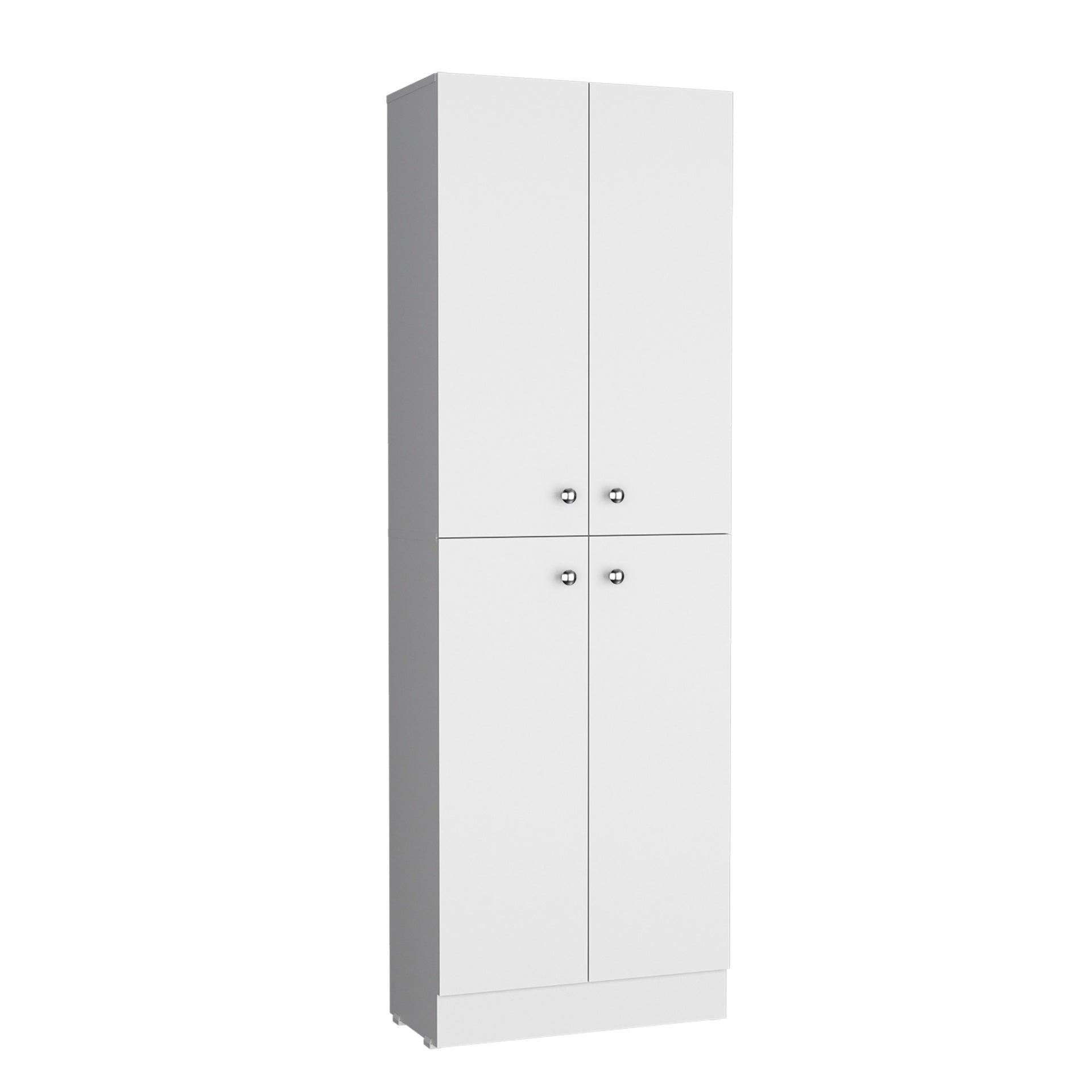 Kitchen Pantry 71" H, 4 Doors, 5 Adjustable Shelves, Laundry, White