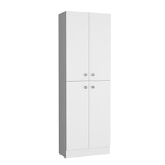 Kitchen Pantry 71" H, 4 Doors, 5 Adjustable Shelves, Laundry, White