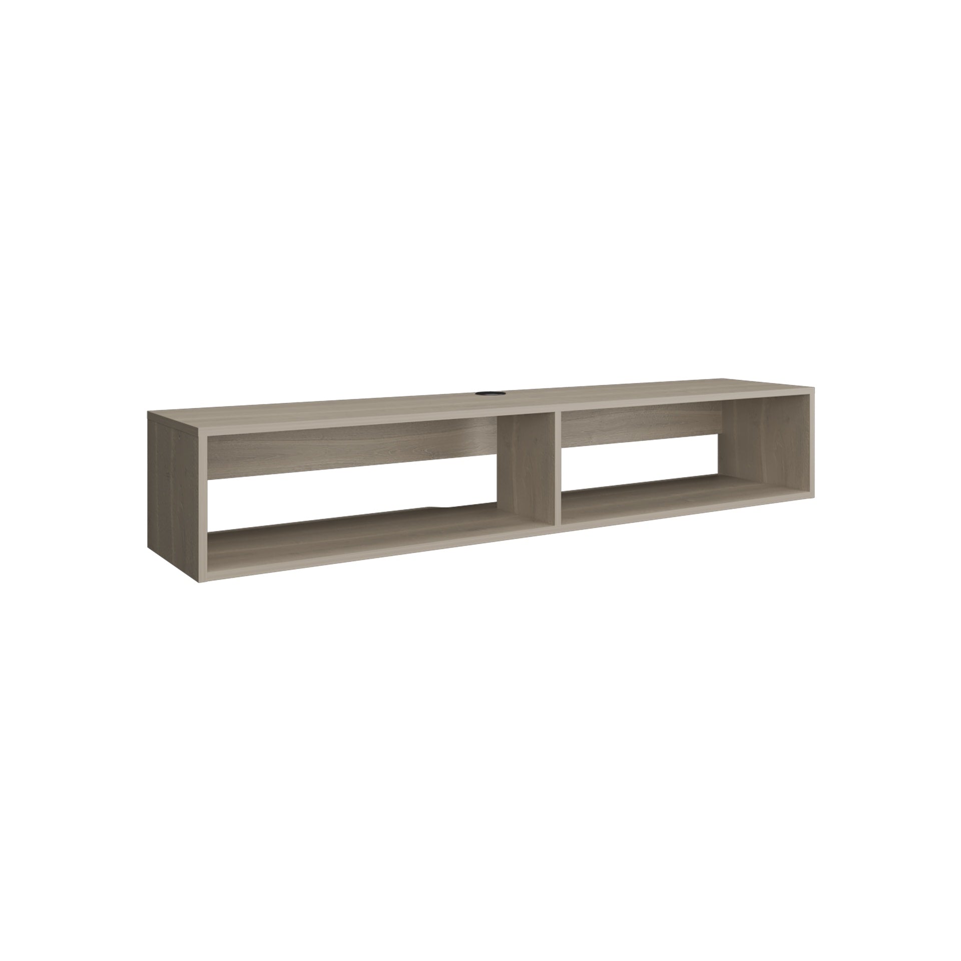 TV Stand 10.4" H, with 2 Shelves, White Oak