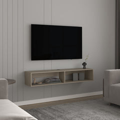 TV Stand 10.4" H, with 2 Shelves, White Oak