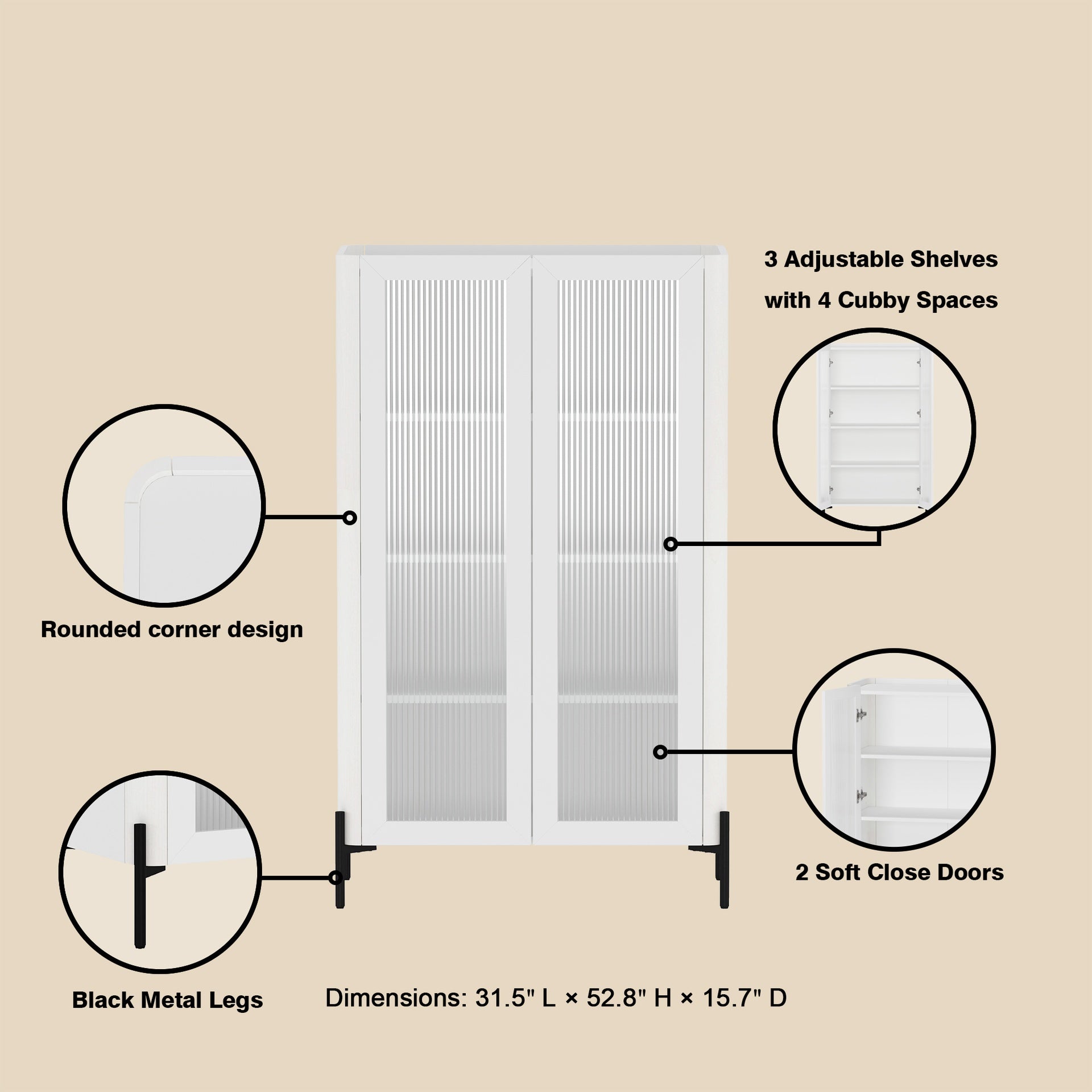 Bookcase Cabinet in White