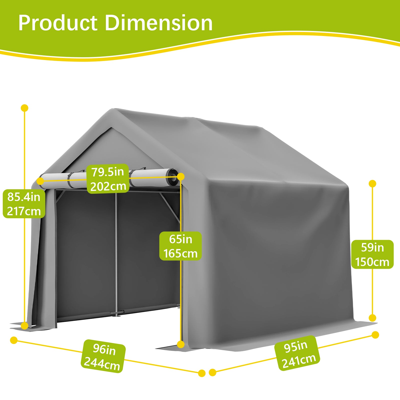 8x8 FT Multi-Purpose Outdoor Shelter  Waterproof & UV-Resistant with Roll-Up Doors