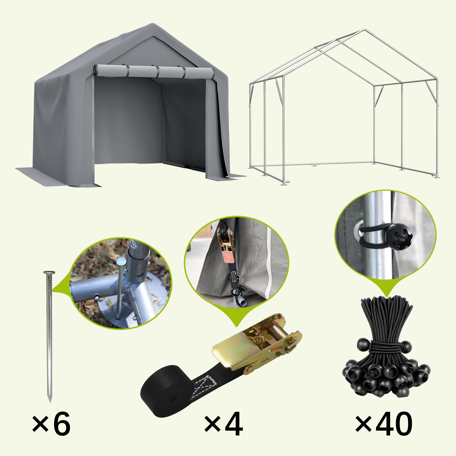 8x8 FT Multi-Purpose Outdoor Shelter  Waterproof & UV-Resistant with Roll-Up Doors