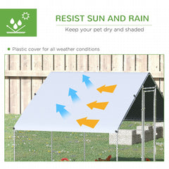 Metal Chicken Coop Run with Cover, Walk-In Outdoor Poultry Pen for Rabbits, Ducks, Large Hen House for Yard, 10' x 6.5' x 6.5', Silver