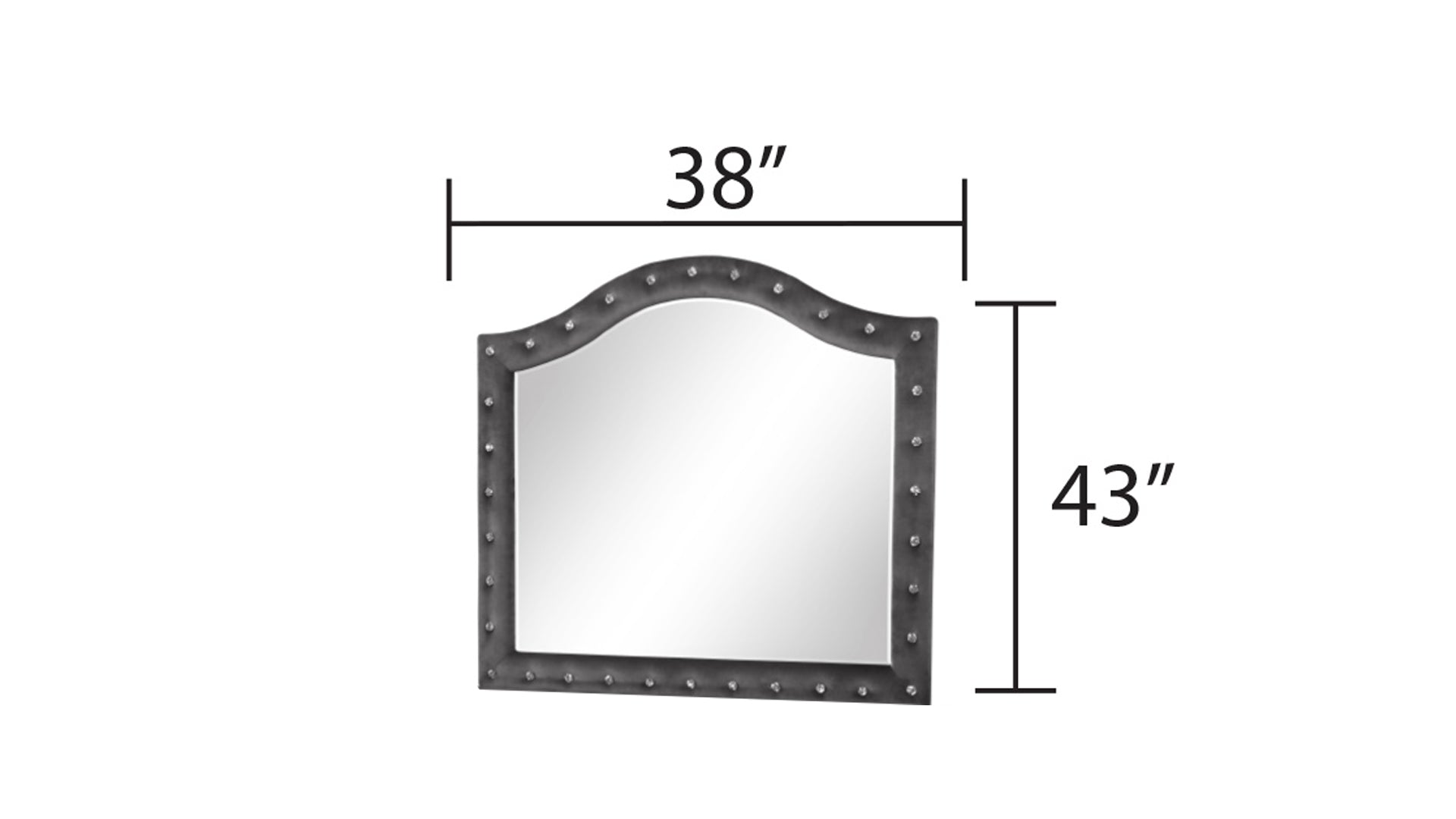 Sophia Modern Style Crystal Tufted Upholstery Mirror finished with Velvet Fabric made with Wood in Gray (INCLUDES MIRROR ONLY) same as G150108608 (NJ inventory)