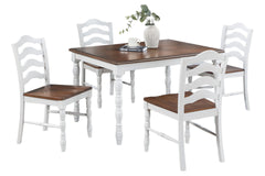5-Piece Ranch Style Dining Set with Oak Top Table & Ladder Back Chairs
