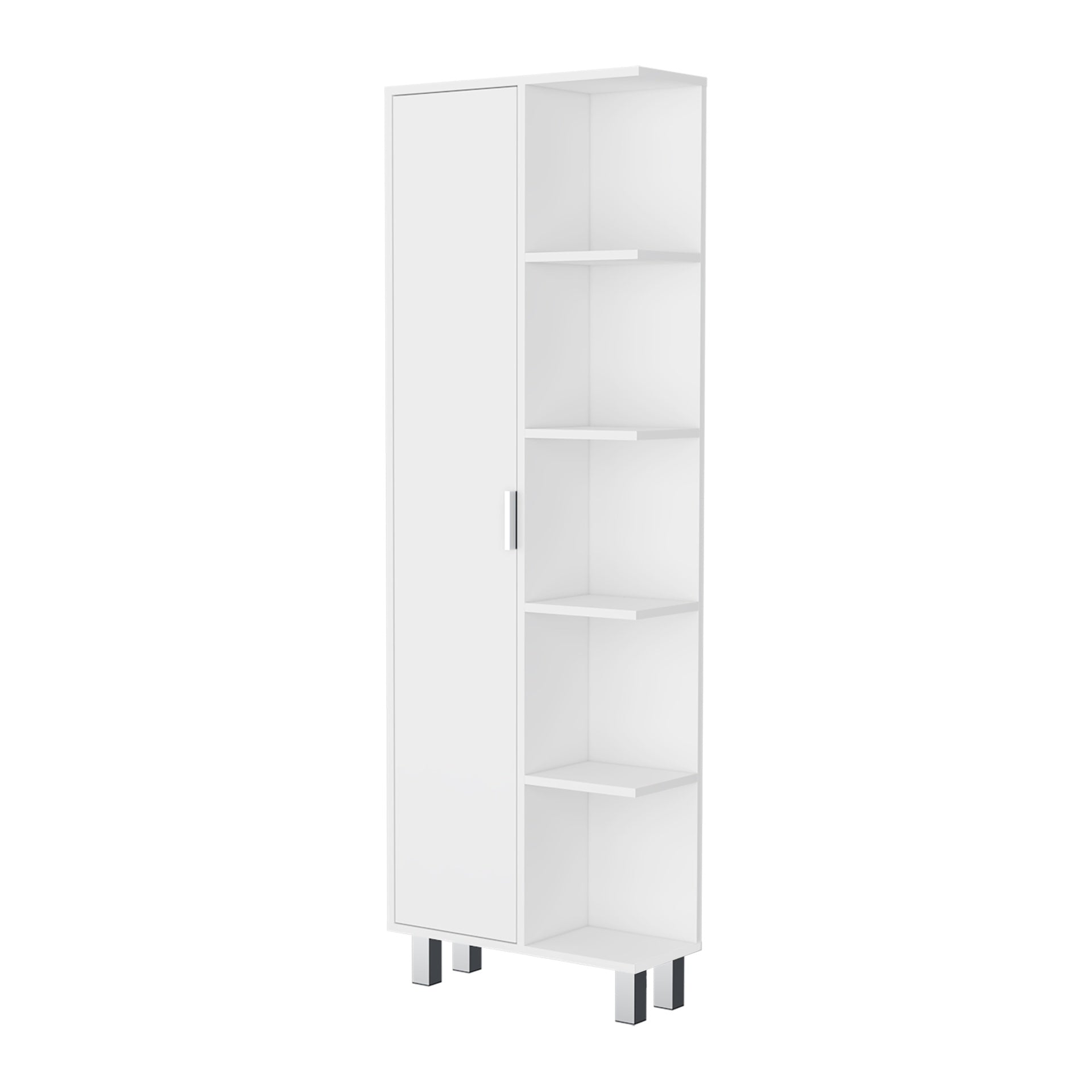 FM FURNITURE Randall Linen Cabinet, with 1  door and 9 shelves, White