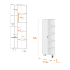 FM FURNITURE Randall Linen Cabinet, with 1  door and 9 shelves, White