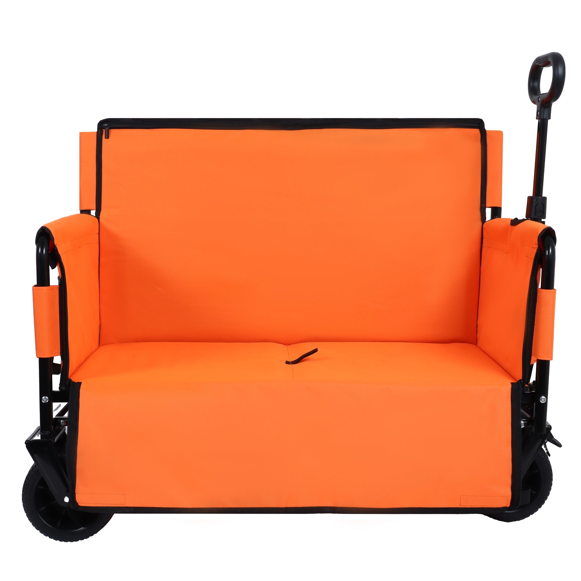 3-in-1 Convertible Folding Wagon Cart with Bench Seat & Storage - 500lbs Heavy-Duty Utility Wagon, 180L Capacity All-Terrain Wheels for Camping, Beach, Sports, Garden, orange