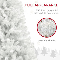 HOMCOM 9ft Tall Artificial Christmas Tree, Unlit Xmas Tree with 2132 Branch Tips, Auto Open, Steel Base, Holiday Décor for Home Office, White