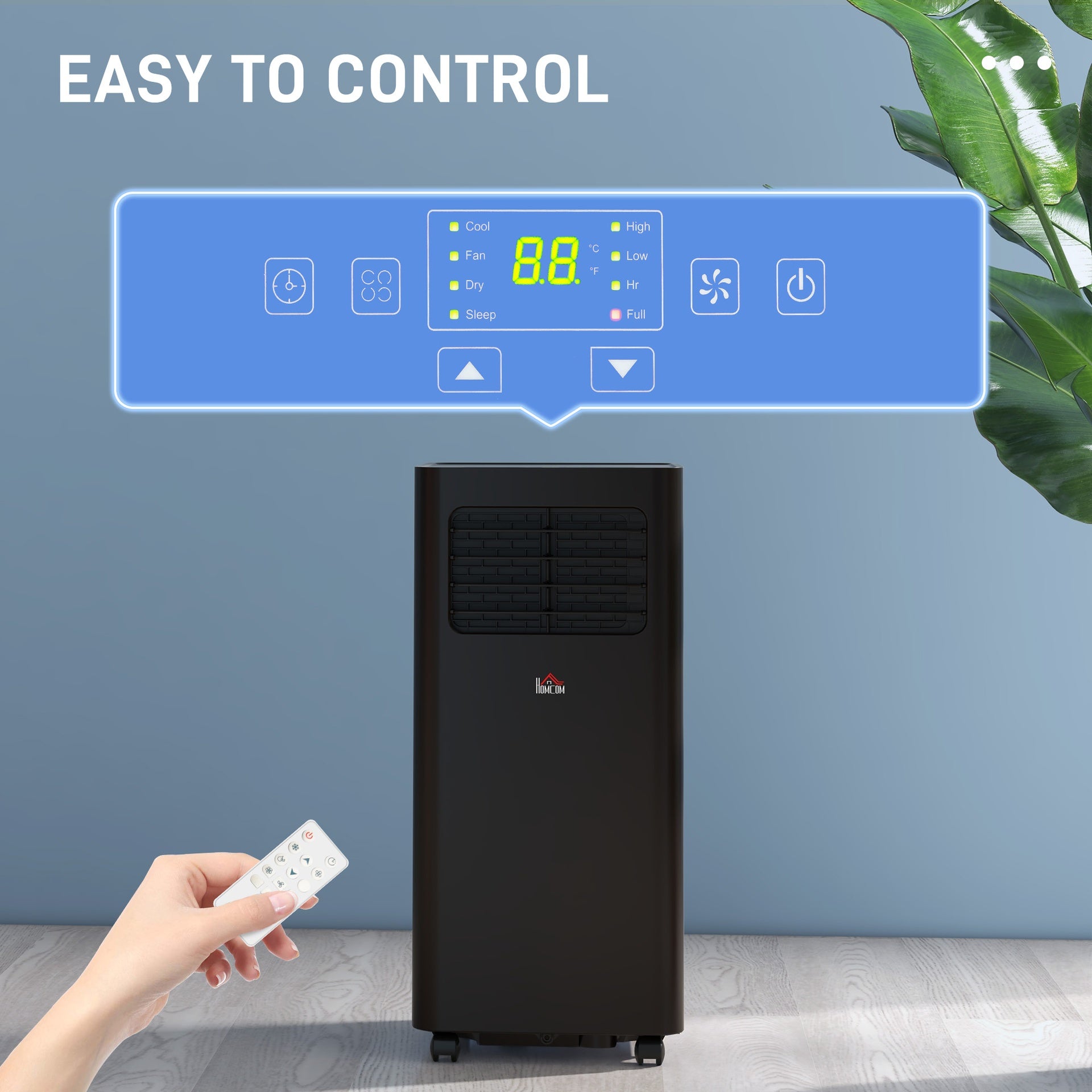 HOMCOM 8000 BTU Portable Air Conditioner for Rooms Up to 345 Sq. Ft., 3-in-1 AC Unit with Dehumidifier, Cooling Fan, Sleep, Remote, 24H Timer On/Off, Window Installation Kit, Black