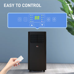 HOMCOM 8000 BTU Portable Air Conditioner for Rooms Up to 345 Sq. Ft., 3-in-1 AC Unit with Dehumidifier, Cooling Fan, Sleep, Remote, 24H Timer On/Off, Window Installation Kit, Black