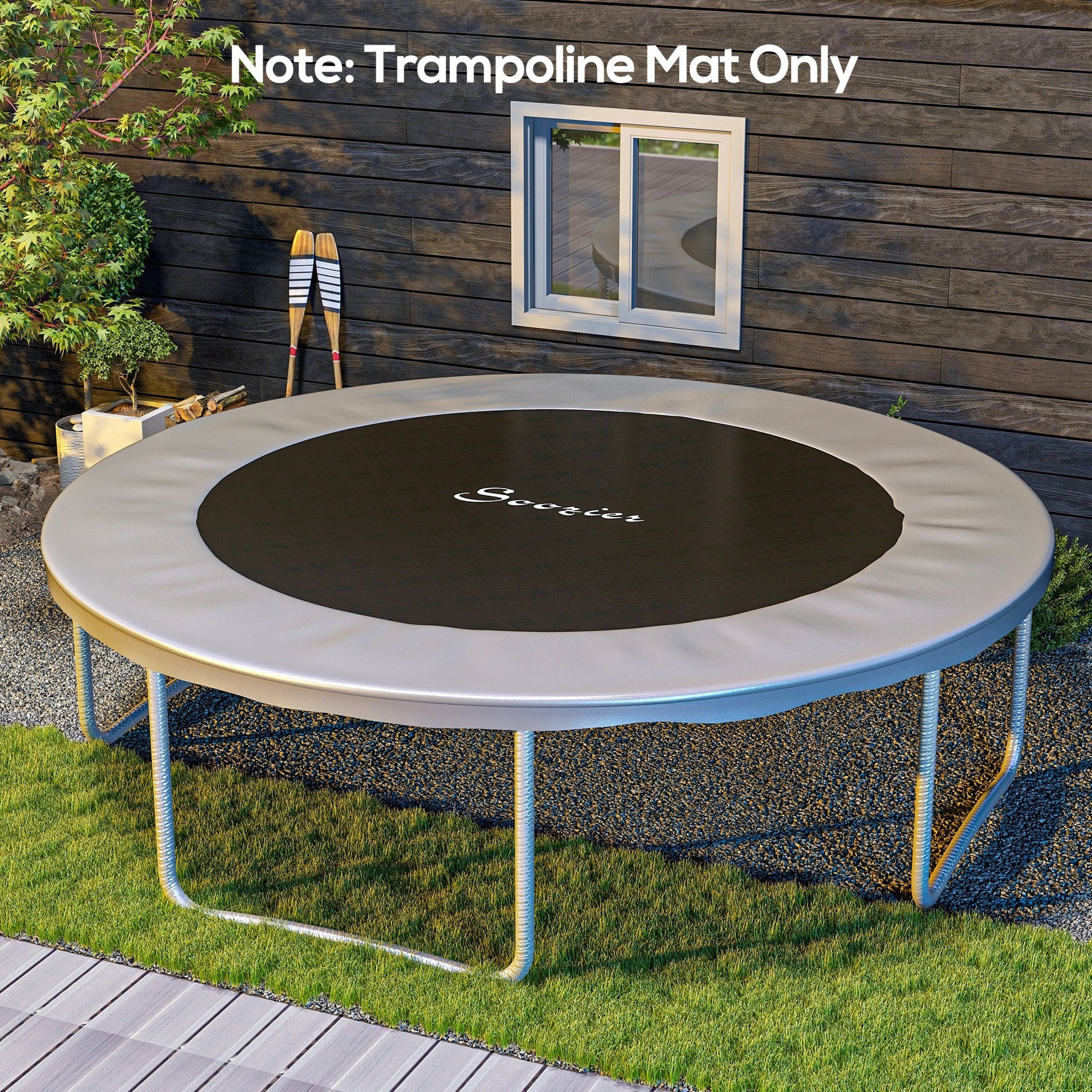 Soozier Trampoline Replacement Mat, Fits 12' Trampoline with 72 V-Hooks & 5.5" Springs, Trampoline Mat with 8 Rows of Stitching & Spring Pull Tool (Spring & Frame not Included), Orange