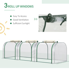 Outsunny 10' x 3' x 2.5' Mini Greenhouse, Portable Tunnel Green House with Roll-Up Zippered Doors, UV Waterproof Cover, Steel Frame, Clear