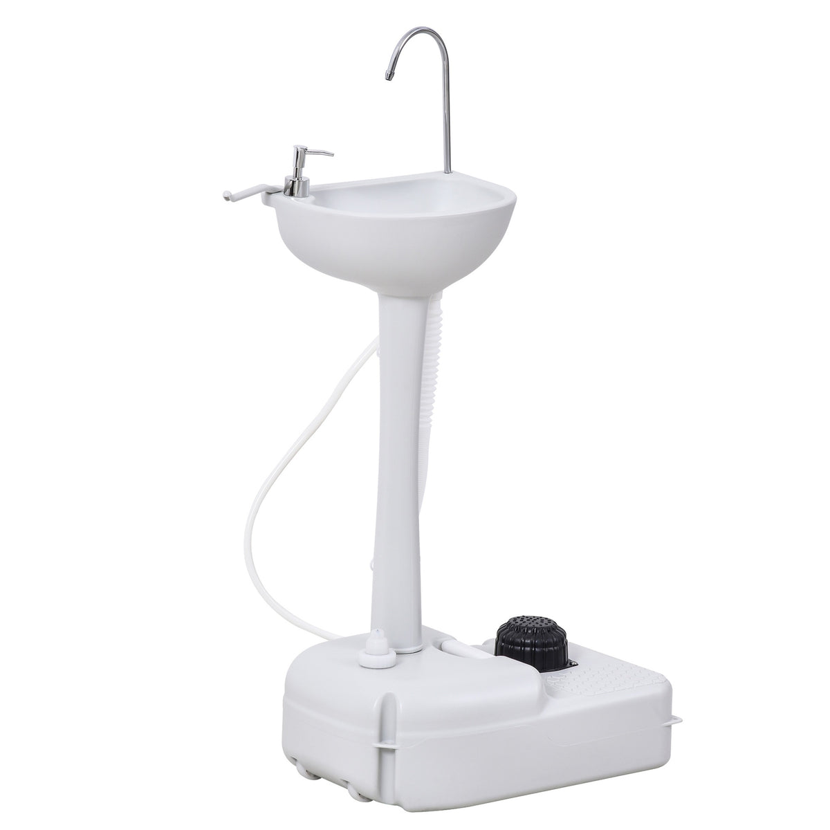 kleankin Portable Camping Sink, Handwashing Station Basin with 4.5 Gallon Tank, Rolling Wheels & Soap Dispenser for RV, Outdoor Events, Gatherings, HDPE, White