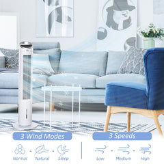 HOMCOM 40" Evaporative Air Cooler with Water Tank, 3-In-1 Ice Cooling Fan with Humidifier, 52° Oscillating Portable Swamp Cooler for Home Office, 3 Modes, 3 Speeds, 8H Timer, Remote, White