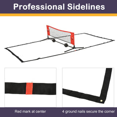 Soozier 10ft Portable Soccer Tennis/Pickleball/Badminton/Mini Tennis Net w/ Sideline for Training with Included Storage Bag, Red