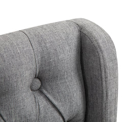 HOMCOM 26.25" Counter Height Bar Stools, Tufted Wingback Armless Upholstered Dining Chair with Rubber Wood Legs, Set of 2, Gray
