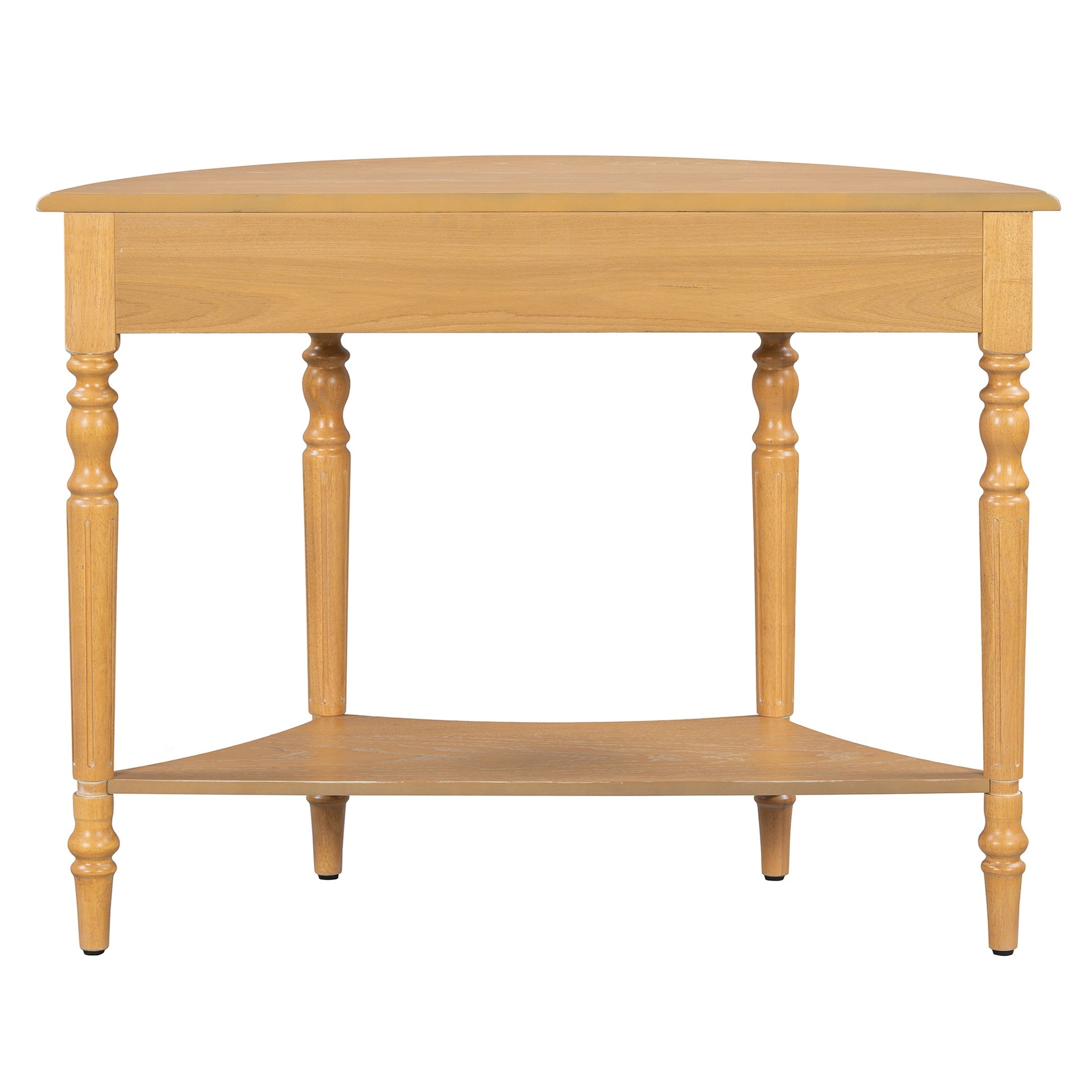 TREXM Farmhouse Half Moon Console Table with Drawer & Shelf - Rustic Accent Table, Sofa Table for Entryway, Living Room, Hallway and Foyer (Natural)