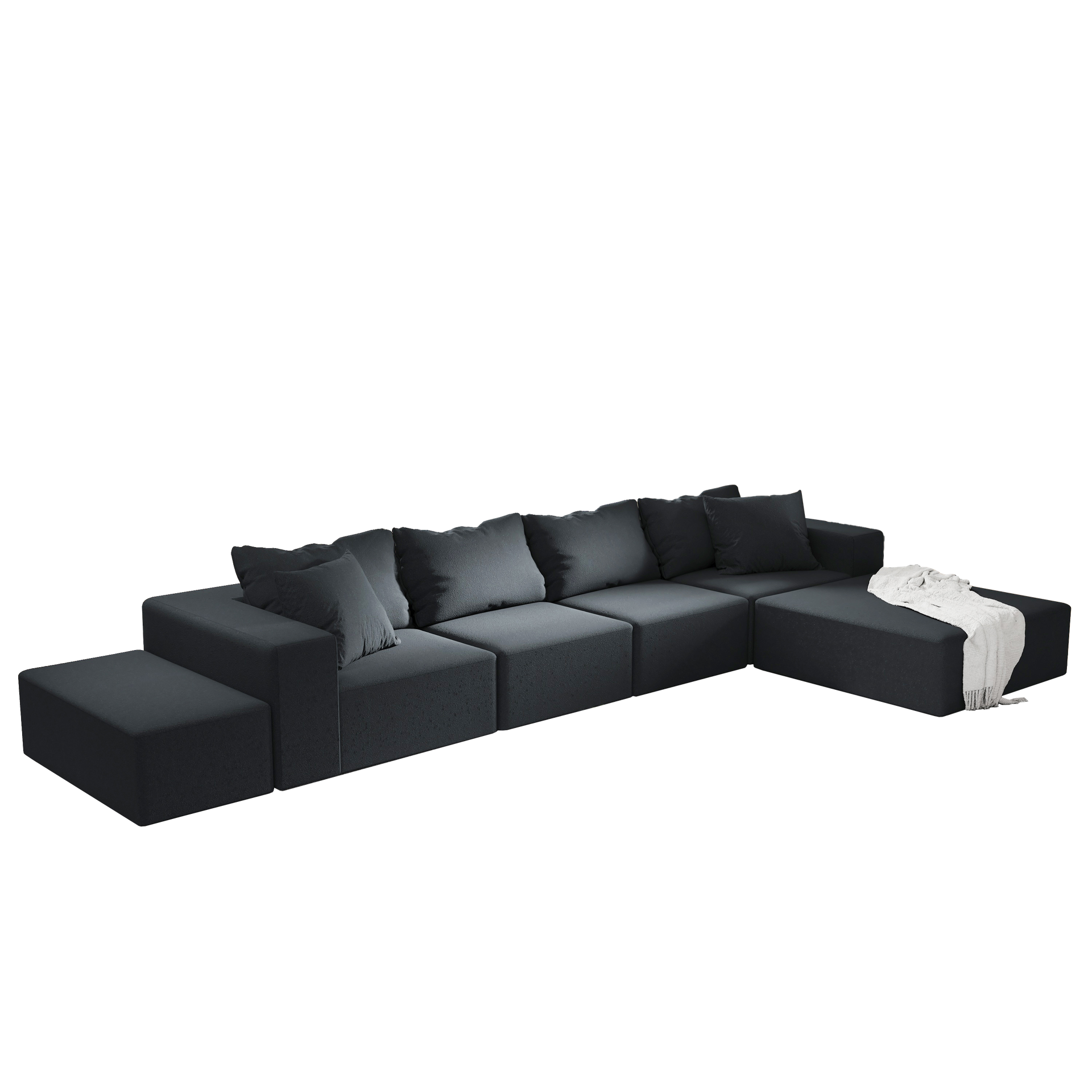 Modern Upholstered Sectional Sofa Couch Set,Modular 132" L Shaped Sectional Living Room Sofa Set With 6 Pillows,Free Combination Sofa Couch for Living Room,Bedroom