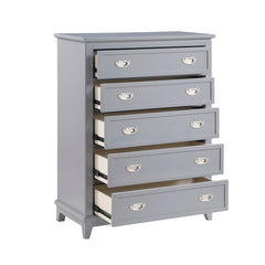 Gray Finish Storage Chest with 5 Drawers Wooden Modern Bedroom Furniture 1pc Vertical Dresser
