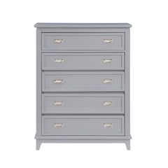 Gray Finish Storage Chest with 5 Drawers Wooden Modern Bedroom Furniture 1pc Vertical Dresser