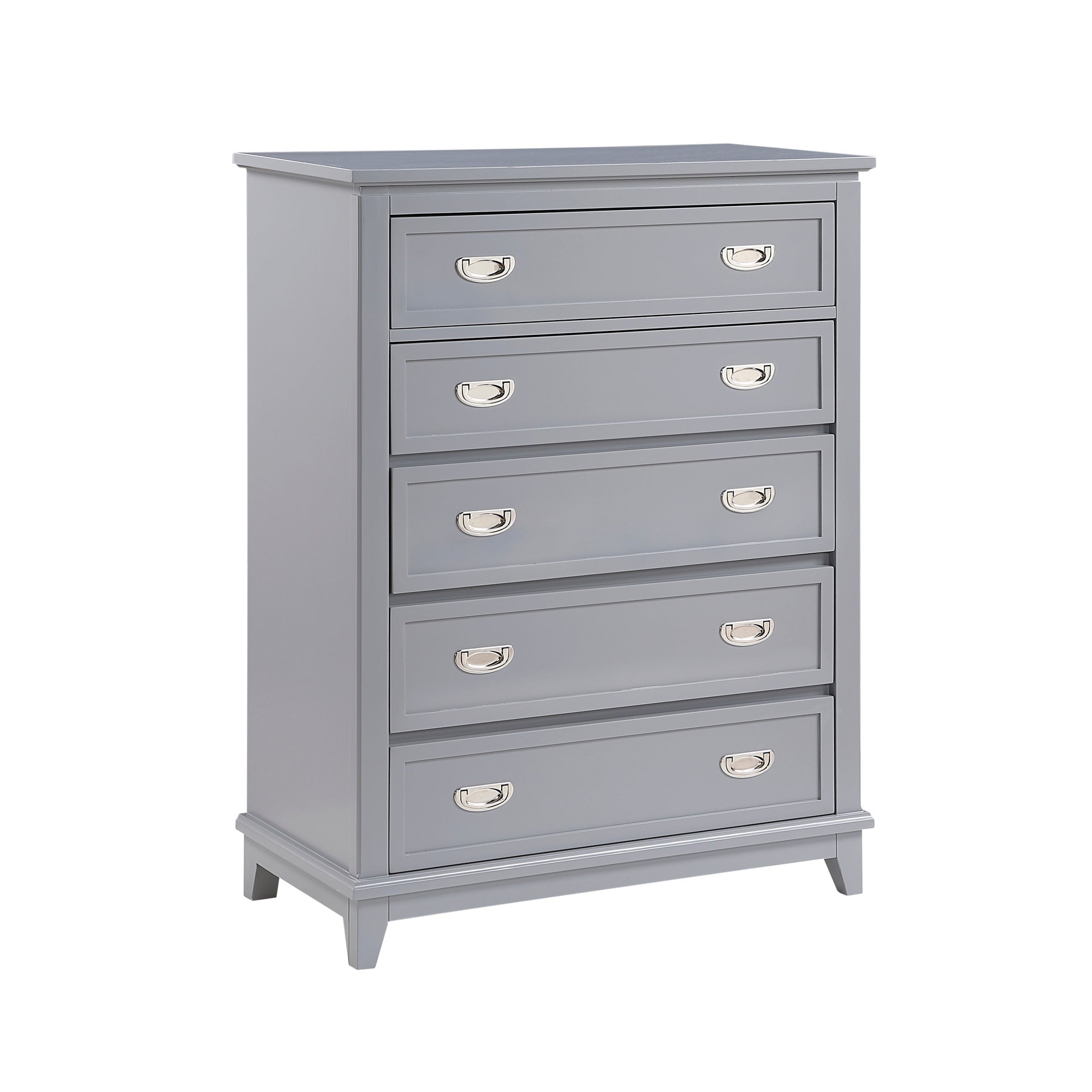 Gray Finish Storage Chest with 5 Drawers Wooden Modern Bedroom Furniture 1pc Vertical Dresser