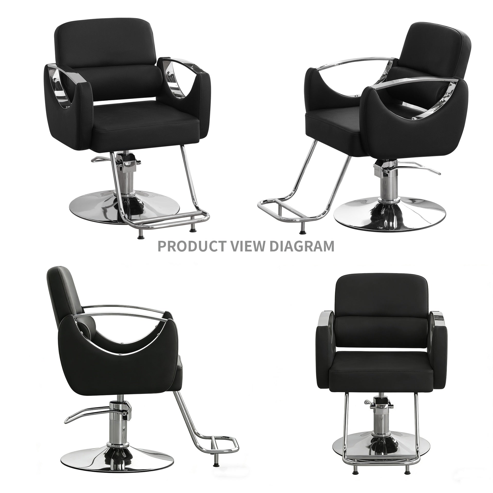 Barber Chair Salon Chair for Hair Stylist Adjustable Hydraulic Styling Chair with 360 Degrees Rolling Swivel for Salon Barbershop Tattoo Shampoo Beauty Equipment, Black