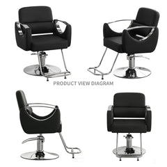 Barber Chair Salon Chair for Hair Stylist Adjustable Hydraulic Styling Chair with 360 Degrees Rolling Swivel for Salon Barbershop Tattoo Shampoo Beauty Equipment, Black