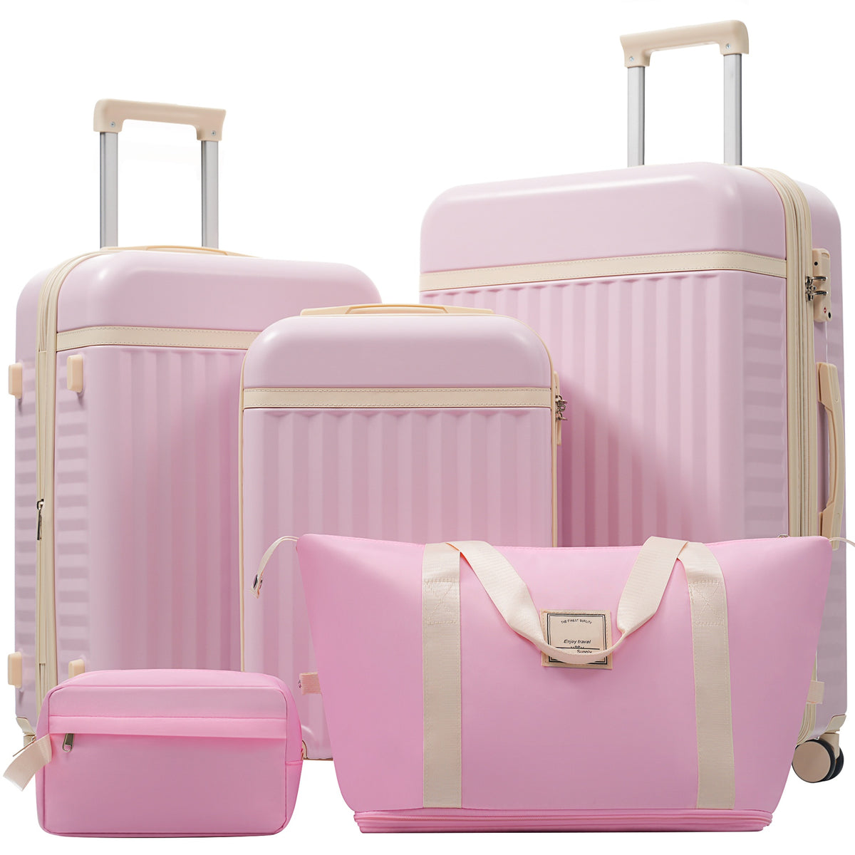 Luggage Set 5 Piece, Hardside Carry on Suitcase , Expandable Luggage with Travel Bags Spinner Wheels TSA Lock