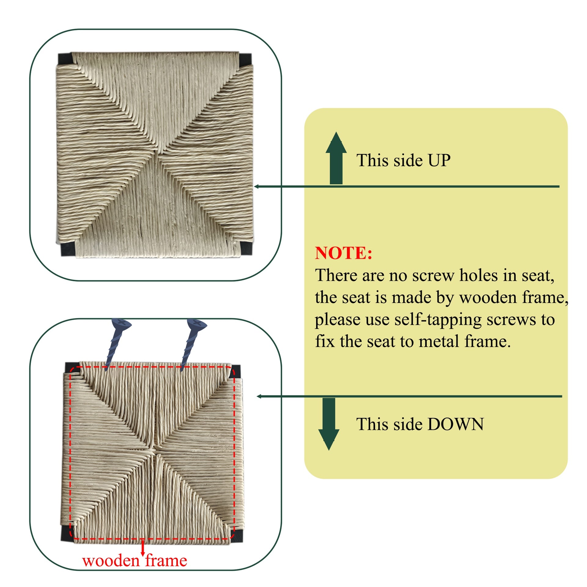 Creamy White Paper Rope Woven Bar Stools Set of 2 Hand Weave Counter Stool with footrest for Kitchen Island, Dining Room (Creamy White)