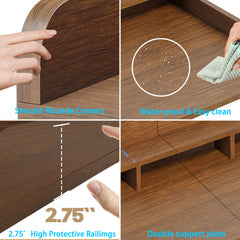 Washer Dryer Countertop with Non-slip Pads, Laundry Wood Shelf Topper with Edge, 54" Width x 27.5" Depth Double Layer Organizer for Washer and Dryer Laundry Hamper Counter Storage Organization(WALNUT)