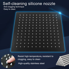 12 Inch Black Rain Shower Head, Square Ultra Thin 304 Stainless Steel High Pressure Shower Head Waterfall Full Body Coverage Waterfall Shower Head